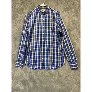 J.Crew Men Plaid Tailored Fit Long Sleeve Button-Down Shirt Blue Size M